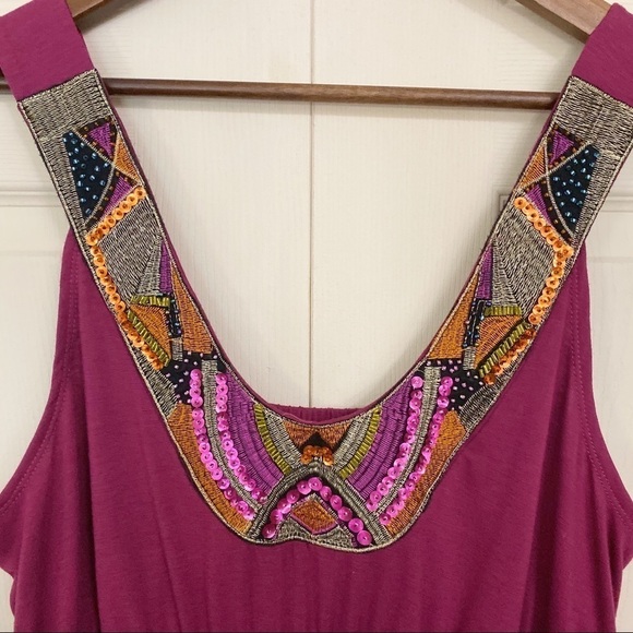 Maurices Maroon Southwestern Style Beaded Sleeveless Plus Size Dress - Picture 3 of 6